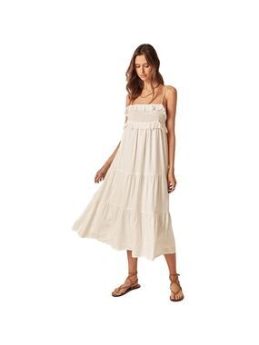 Nobody’s Child Florian Cotton Midi Sundress – Size 6, Off White Natural